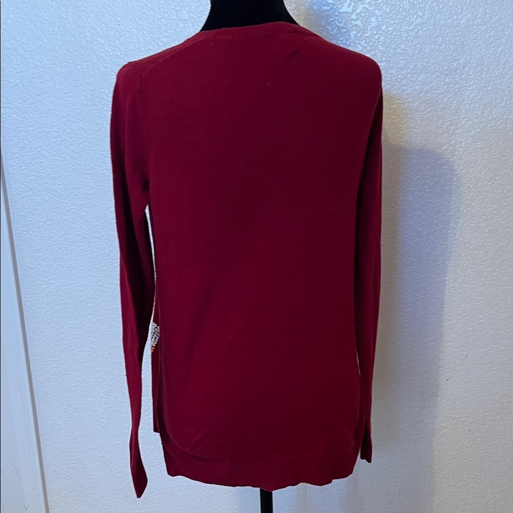 The Limited Burgundy Crewneck Sweater with Beaded Fox Accent - Picture 4 of 7